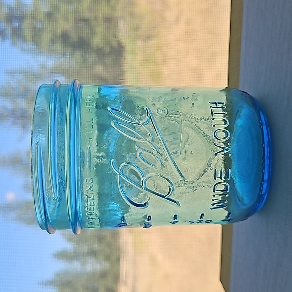 Blue Glass Ball Widemouth Mason Jar pint